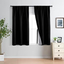 XWZO Black Blackout Curtains 2 Panels with Tiebacks- Rod Pocket Heat and Full Light Blocking Window Panels for Bedroom/Basement, 54 Inches Long Thermal Insulated Draperies, W42 x L54, Set of 2 by TinyTreasures Baby Boutique