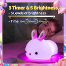 One Fire Night Light for Kids Room, Timer Baby Toddler Nursery Animal Battery Remote Kawaii Night Lamp, Cute Decor Easter Bunny Gift/ Basket Stuffers Decoration by TinyTreasures Baby Boutique