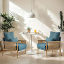VINGLI Boho Braid Accent Armchairs Set of 2,Mid-Century Modern Chiars with Solid Wooden Armrest,Comfy Louge Cushion Chairs with Waist Pillow for Bedroom,Living Room,Reading Room, Teal by CozyNest Decor