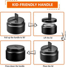 13.5oz Kids Jar for Hot Food, Insulated Vacuum Food Jar with Buckle Lid, Stainless Steel Wide Mouth Leak Proof Insulated Lunch Container for School Picnic Travel, Black by TinyTreasures Baby Boutique