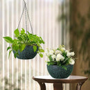 12 inch Large Hanging Planters for Indoor Outdoor Plants, 2 Pack Hanging Flower Pots with Drainage Holes and Chain, Plastic Hanging Baskets for House Plants, Black with Green Speckles by GreenHaven Gardens