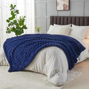 NEWCOSPLAY Faux Fur Throw Blanket Dark Navy Bubble Blanket Thick Warm Soft for Couch Sofa Bed 550GSM (Dark Navy, Throw(50"x60")) by CozyNest Decor