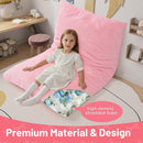 COMAX 3-in-1 Bean Bag Chair for Kids, Toddler Beanbag Bed, Convertible Child Floor Lounger, Floor Mattress with Filler for Girl Boy Sleeping Reading, Pink by TinyTreasures Baby Boutique