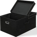 75 Quarts Extra Large Decorative Storage Bins with Lids, 1 Pack Black Collapsible Storage Bins with Lids, Stackable Storage Bins Decorative Box Storage With Lid Extra Large by CozyNest Decor