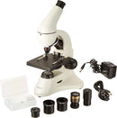 AmScope M120C-2L-PB10-E1 Digital Compound Monocular Microscope, WF10x and WF25x Eyepieces, 40x-1000x Magnification, Brightfield, Upper and Lower LED Illumination, Plain Stage, Includes Blank and Prepared Slides, 1.3MP Camera and Software by TinyTreasures Baby Boutique