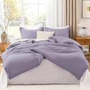 Litanika Grayish Lavender Purple Comforter Set King Size, 3 Pieces Lightweight Solid Bedding Comforter Set, All Season Fluffy Bed Set (104x90In Comforter & 2 Pillowcases) by CozyNest Decor
