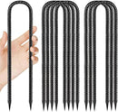 Rebar-Stakes-12-Inch, Ground Stakes Heavy Duty U-Hook Black Coated Anti-Rust Heavy Duty Ground Anchors for Garden Dog Fence Chicken Coop Christmas Decorations Deer Fence 8pcs by CozyNest Decor