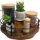 Lazy Susan Turntable Organizer with Higher Metal Sides, 11" Wooden Lazy Susan Spice Rack Organization and Storage for Cabinet,Kitchen,Countertop,Table Top,Dining Table,Coffee Bar Decor by CozyNest Decor
