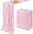 Light Pink Cheesecloth Table Runner 12 Pack 10FT Rustic Gauze Fabric Cheese Cloth Table Runner for Wedding 20 x 120 Inch Long Bridal Baby Shower Table Decorations Boho Sheer Birthday Party Table Decor by CozyNest Decor