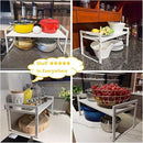 Expandable Cabinet Shelf Organizer 16-26" L Stackable Kitchen Counter Shelf Rack Stand Sink Riser Countertop Storage White (Wide 10.6”D) by CozyNest Decor