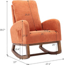 Dolonm Rocking Chair Mid-Century Modern Nursery Rocking Armchair Upholstered Tall Back Accent Glider Rocker for Living Room (Orange) by TinyTreasures Baby Boutique