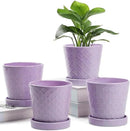 Plant Pots Indoor –5 in Ceramic Flower Pot with Drainage Hole and Ceramic Tray - Gardening Home Desktop Office Windowsill Decoration Gift, Set of 4 - Plants Not Included(Purple) by GreenHaven Gardens