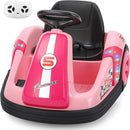 ELEMARA Toddler Bumper Car with Big Wheels, 2.2 Mph, Ride On Toys for Toddlers with DIY Stickers, 12v Electric Bumper Cars for Kids with Bluetooth,LED Light,Music for Indoor Outdoor,Peach Pink by TinyTreasures Baby Boutique