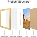 8x10 Picture Frame Set of 4, 8 x 10 Wood Photo Frames with Mat for 5x7, Wooden Frame with Real Glass Cover for Wall and Tabletop Display,Gold by CozyNest Decor