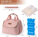 Breastmilk Cooler Bag with Ice Pack Fits 6 Baby Bottles up to 9 Ounce, Wearable Breast Pumps Cooler Bag for Nursing Mom Daycare, Work, Travel- Pink by TinyTreasures Baby Boutique