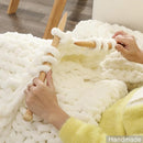 WESHIONGOO Chunky Knit Throw Blanket 50"×60" Knitted Throw Blankets for Couch Bed Fluffy Soft Blanket with Jumbo Chenille Yarn Thick 100% Handmade (Cream White) by CozyNest Decor