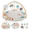 Blissful Diary Baby Play Gym & Activity Mat, 5 Developmental Zones Wooden Tummy Time Mat with 5 Detachable Sensory Toys for Motor Skills & Sensory Development, Baby Essentials Shower Gift by TinyTreasures Baby Boutique