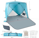 Beach Tent,Beach Sun Shelter with UPF 50+UV Protection with Extendable Floor mat for 3-4 Person, Waterproof Portable Easy Setup Beach Canopy Shade Tent for Outdoor Camping, Picnics by TinyTreasures Baby Boutique