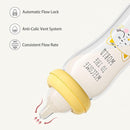 YOHKOH Natural Glass Baby Bottle with Natural Response Nipple, Newborn Anti-Colic Baby Bottles, Wide Neck Mushroom Cap Baby Bottle, Clear (8.8ounce (Pack of 2), Yellow1) by TinyTreasures Baby Boutique