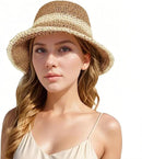 Floppy Big Beach Straw Hats for Women Foldable Summer Wide Brim Packable Sun Hat Womens Travel Straw Fedora Hat by GreenHaven Gardens