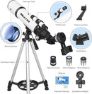 Telescope, Telescope for Adults High Powered, 80mm Aperture 600mm Portable Refractor Telescopes for Astronomy Beginners Fully Multi-Coated Optic High Transmission with Phone Adapter & Carry Bag by TinyTreasures Baby Boutique