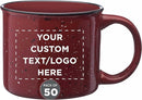 DISCOUNT PROMOS Custom Ceramic Campfire Coffee Mugs 13 oz. Set of 50, Personalized Bulk Pack - Perfect for Tea, Espresso, Cappuccino, Hot Cocoa - Maroon by TinyTreasures Baby Boutique