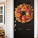 26" Fall Wreath for Front Door - Large Artificial Maple Leaves Fake Silk Peony Faux Pumpkin Outdoor Wreath for Porch, Window,Farmhouse,Home,Thanksgiving Day Harvest Festival Autumn Decor by CozyNest Decor