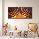 IARTTOP Extra Large Boho Sun Wood Wall Art for Living Room Wooden 3D Framed Abstract Sun Rising on the Horizon Geometric Wall Decor Mid century Sunshine Artwork Home Bedroom Office20 * 40 Inch by CozyNest Decor