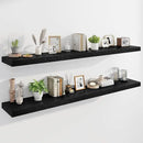 Marsmiles 72" Floating Shelves for Wall, Wooden Shelves with Invisible Brackets Set of 2, Rustic Farmhouse Wall Mounted Shelf for Kitchen Bathroom Living Room Study, Black by CozyNest Decor