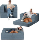 Folding Bean Bag Chair for Adults,3-in-1 Bean Bag Couch Faux Fur Floor Sofa Large Beanbag Convertible Bean Bag Sofa Bed with Pillow in Bedroom,Living Room,Apartment(Twin,Gray) by CozyNest Decor