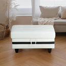 Ottoman Rectangular Storage Ottoman Bench, Faux Leather Footrest, Coffee Table, Stool Footstool with Hinged Lid for Living Room, Bedroom, Entryway, White with Black Strip, 35"x23.5"x17.5" by CozyNest Decor