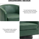 Swivel Barrel Accent Chair, Modern Round Faux Leather Arm Chair for Living Room, Bedroom, Comfy Club Reading Chairs for Adults(Faux Leather, Green, Set of 1) by CozyNest Decor