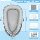 Baby Lounger - Baby Lounger for Newborn 0-24 Months, Breathable & Soft Cotton and Velvet Cover Baby Nest, Portable Tummy Time Lounger for Home and Travel, Ideal Baby Essentials & Shower Gifts by TinyTreasures Baby Boutique