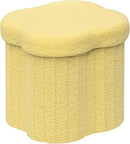 B FSOBEIIALEO Storage Ottoman Cube, Flowers Shaped Ottomans with Storage Foot Stool Footrest for Lving Room, Boucle Ottoman Seat for Dorm Room,Faux Teddy Fur, Yellow 12.6"x12.6"x12.6" by CozyNest Decor