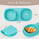 Silicone Foldable Novelty Dinner Plates,Baby Plates Travel Essential with Forks and Spoons,Microwave & Dishwasher Safe,Aqua by TinyTreasures Baby Boutique