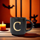 COLLECTIVE HOME - Monogram Ceramic Mugs, 15 oz Golden Initial Black Coffee Cups, Elegant Alphabet Tea Mugs, Elegant Personalized Mug with Gift Box, Unique Mug with Double Side Capital Lette (C) by CozyNest Decor