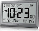 Wall Clock Atomic with Indoor Outdoor Temperature Battery Powered, Easy Reading with 10.5 Inch Large LCD Display, 330FT Range Table Wall Clock With DST, 12/24 Hour for Living Room Kitchen (Silver) by CozyNest Decor