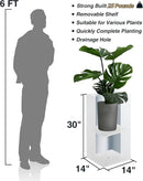 Metallic Heavy Tall Outdoor/Indoor Planter Box, Seamless Metal Planter, Rectangular, 14”Lx14”Wx30”H, ‎25 Pounds Each, Pure White, No Assembly and Seamless, Set of 2 by GreenHaven Gardens