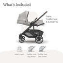 UPPAbaby Cruz V3 Stroller - from Birth + Car Seat Compatible - Full-Size, Reversible Seat - Infant Insert, Bug and Rain Shields Included - Savannah (Pearl Gray Jacquard/Carbon Frame/Chestnut Leather) by TinyTreasures Baby Boutique