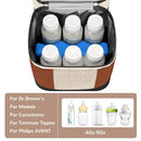 Mancro Breast milk Cooler Travel Bag Fits 6 Bottles Up to 9 Ounces，Double Layer Baby Bottle Cooler Bag with Ice Pack，Insulated Baby Bottle Bags for Daycare & Nursing Moms,Black and Brown by TinyTreasures Baby Boutique