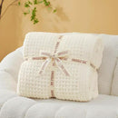 Snuggle Sac Ultra Soft Waffle Throw Blanket for Couch Bed Sofa 50x60 inches, Reversible Cream Blanket Microfiber Fluffy Fuzzy Cozy Knit Throws for Women Mothers Birthday Gifts by CozyNest Decor