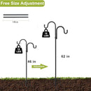 Double Shepherds Hook for Outdoor,62 Inch Bird Feeder Pole with 5 Prongs Base,Adjustable Heavy Duty Garden Hanging Holder for Hanging Plant,Solar Light,Weddings Decor,Hummingbird Feeder(1 Pack) by GreenHaven Gardens
