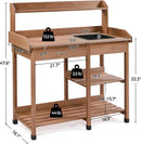 Yaheetech Potting Bench Outdoor Garden Work Bench Station Planting Solid Wood Construction for Horticulture w/Sink Drawer Rack Shelves Brown by GreenHaven Gardens