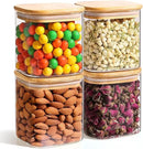 ComSaf 0.7 Qt Glass Food Storage Jars Set of 4, Clear Glass Storage Containers with Lids, Pantry Organization Jar, Spice Jar, Blooming Tea, Coffee and Sugar Container, Small Canister Set for Kitchen by CozyNest Decor