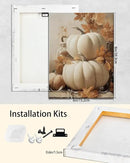 Farmhouse Autumn Pumpkin Wall Art Decor, Rustic Fall Canvas Prints Framed for Living Room Kitchen Dining Room, Thanksgiving Decorations and Cozy Fall Wall Art Picture, Ready to Hang by CozyNest Decor