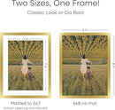 Homeforia 6x8 Picture Frame Gold, High End Metal 6 x 8 Frames with Mat 5 by 7 for Print, Photo Frame 6x8 Gold Matted to 5x7 inches Art, 6by8 Wall or Tabletop Frames, Tempered Glass, Wall Kit, Set of 1 by CozyNest Decor