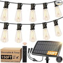 150FT Solar String Lights for Outside, Solar Powered Patio Lights with 52 Shatterproof ST38 Edison Bulbs & Remote Control,Dimmable LED Solar String Lights for Outside Waterproof by GreenHaven Gardens