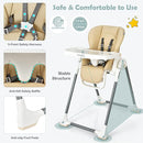 BABY JOY High Chair for Babies & Toddlers, Foldable High Chair w/Adjustable Height/Backrest/Footrest, Double Removable Tray, Book Holder & Storage Bag, Highchair for 6-36 Months Girls Boys (Beige) by TinyTreasures Baby Boutique