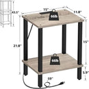 TUTOTAK End Table with Charging Station, Set of 2, Small Side Table, Nightstand Bedside Table, 2-Tier Storage Shelf for Small Space, Living Room, Bedroom Greige V1TB01BG041 by CozyNest Decor