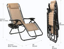 Nazhura Set of 2 Relaxing Recliners Patio Chairs Adjustable Steel Mesh Zero Gravity Lounge Chair Beach Chairs with Pillow and Cup Holder Khaki (Kahki) by CozyNest Decor